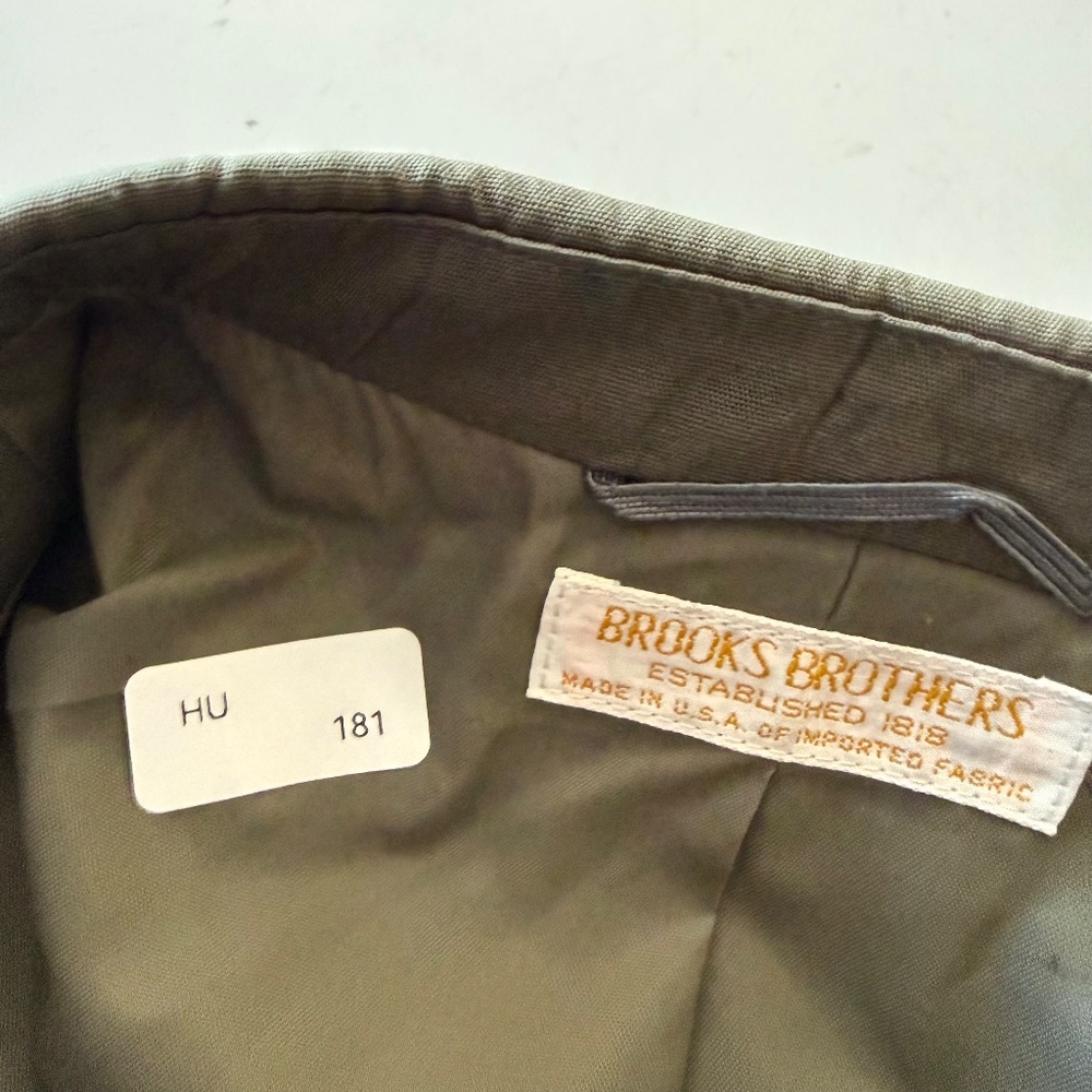 Brooks Brothers Makers Vintage Dull Green Cotton Blazer Suit Jacket Mens 45R - Picture 12 of 12